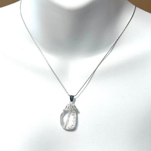 2/$20, Natural Clear Quartz Pendant, Large Tumbled Genuine Gemstone Pendant - Picture 7 of 11
